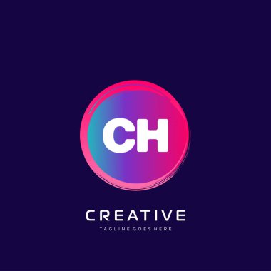 Renkli şablon vektörüyle ilk logo.