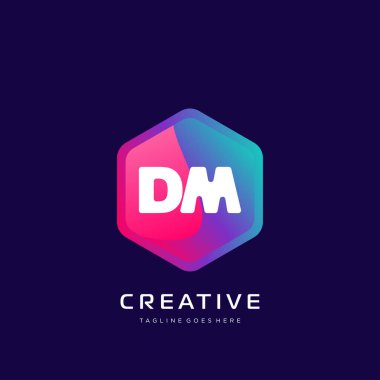 Renkli şablon vektörüyle ilk logo.