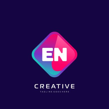 Renkli şablon vektörüyle ilk logo.