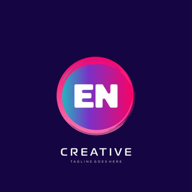 Renkli şablon vektörüyle ilk logo.