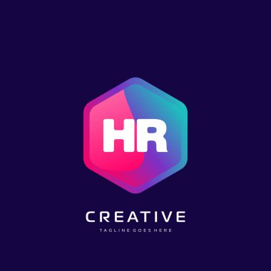 Renkli şablon vektörüyle ilk logo.