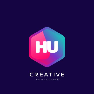 Renkli şablon vektörüyle ilk logo.