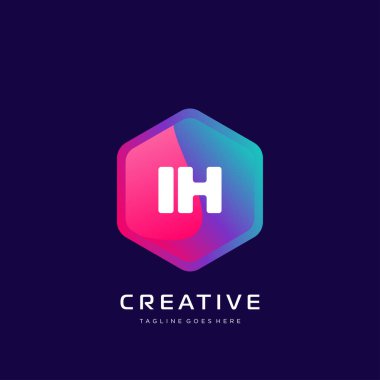 Renkli şablon vektörüyle ilk logo.