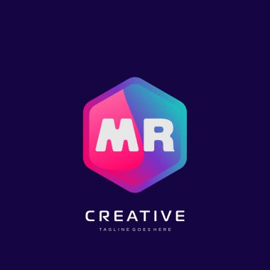 Renkli şablon vektörüyle ilk logo.