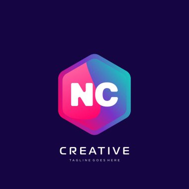 Renkli şablon vektörüyle ilk logo.