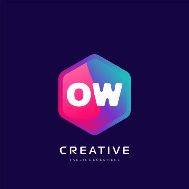 Renkli şablon vektörüyle ilk logo.