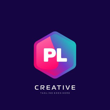 Renkli şablon vektörüyle ilk logo