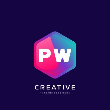 Renkli şablon vektörüyle ilk logo