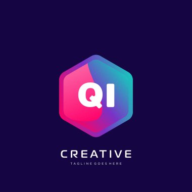 Renkli şablon vektörüyle ilk logo