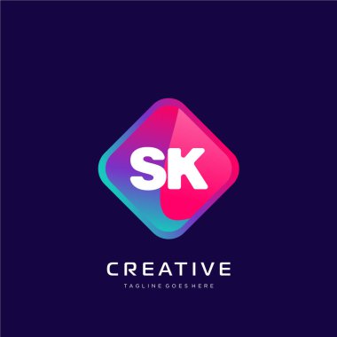 Renkli şablon vektörüyle ilk logo