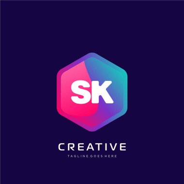 Renkli şablon vektörüyle ilk logo