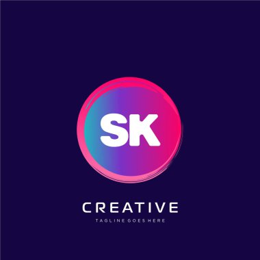 Renkli şablon vektörüyle ilk logo