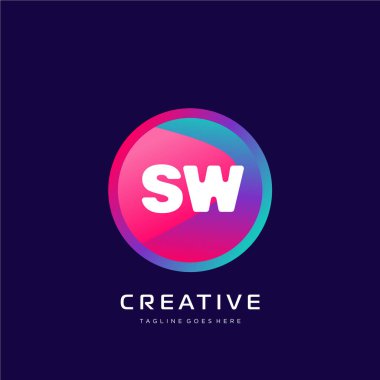 Renkli şablon vektörüyle ilk logo