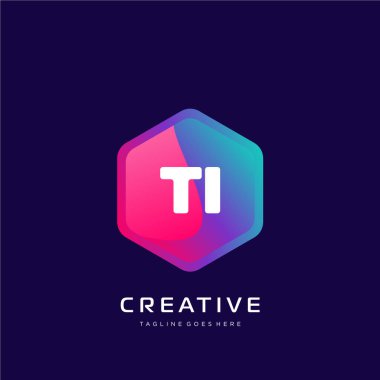 Renkli şablon vektörüyle ilk logo