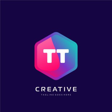 Renkli şablon vektörüyle ilk logo