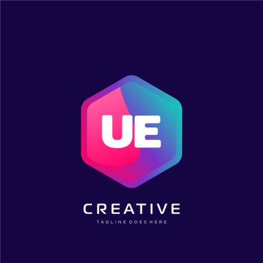 Renkli şablon vektörüyle ilk logo