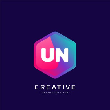 Renkli şablon vektörüyle ilk logo