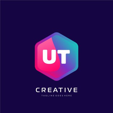 Renkli şablon vektörüyle ilk logo