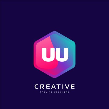 Renkli şablon vektörüyle ilk logo