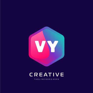 Renkli şablon vektörüyle ilk logo.