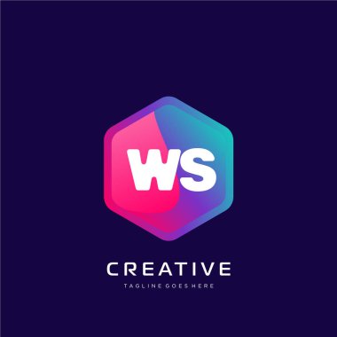 Renkli şablon vektörüyle ilk logo.