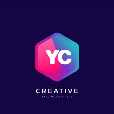 Renkli şablon vektörüyle ilk logo.