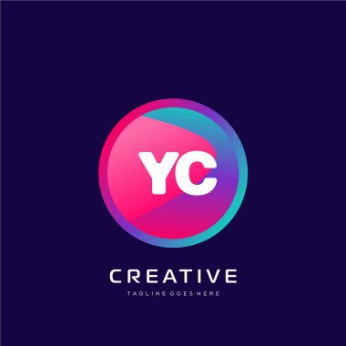 Renkli şablon vektörüyle ilk logo.