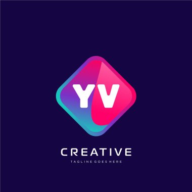 Renkli şablon vektörüyle ilk logo.