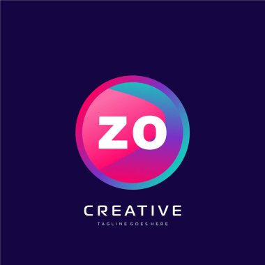 Renkli şablon vektörüyle ilk logo.