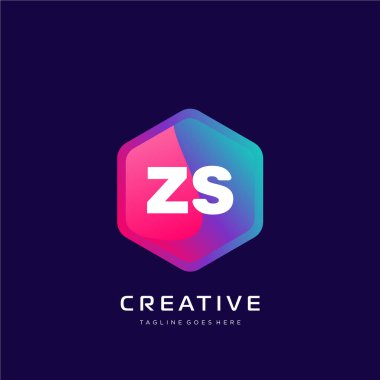 Renkli şablon vektörüyle ilk logo.