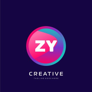 Renkli şablon vektörüyle ilk logo.