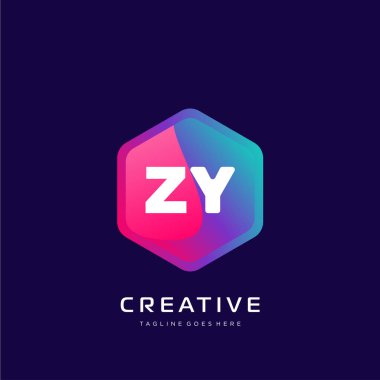 Renkli şablon vektörüyle ilk logo.