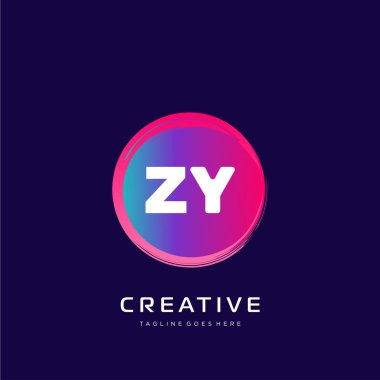 Renkli şablon vektörüyle ilk logo.