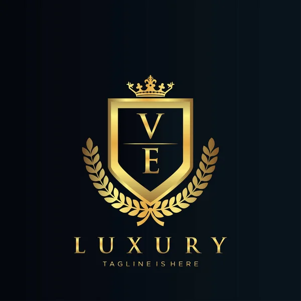 Brev Inledande Med Royal Luxury Logo Mall — Stock vektor