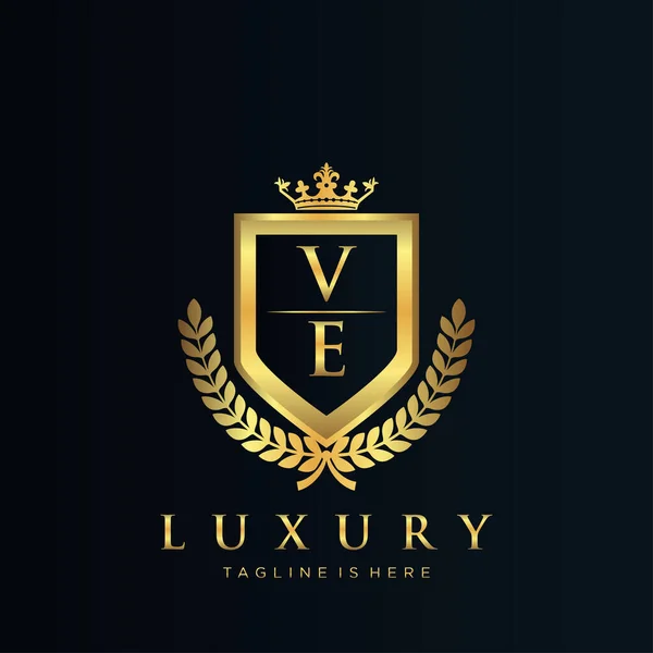 Lettera Iniziale Con Royal Luxury Logo Template — Vettoriale Stock