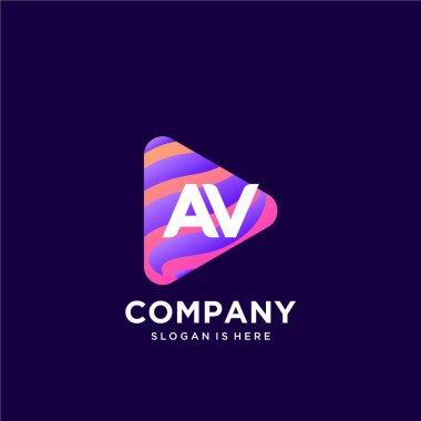 Renkli şablon vektörüyle ilk logo.