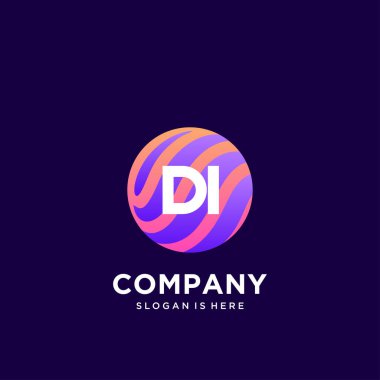 Renkli şablon vektörüyle ilk logo.