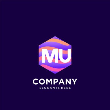 Renkli şablon vektörüyle ilk logo.