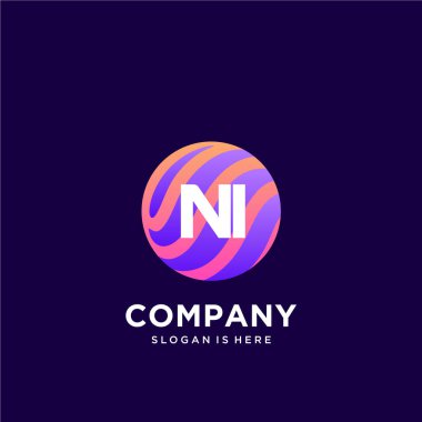 Renkli şablon vektörüyle ilk logo.