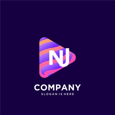 Renkli şablon vektörüyle ilk logo.