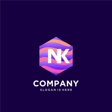 Renkli şablon vektörüyle ilk logo.