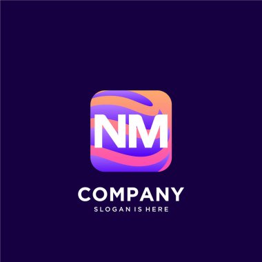 Renkli şablon vektörüyle ilk logo.