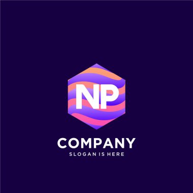 Renkli şablon vektörüyle ilk logo.