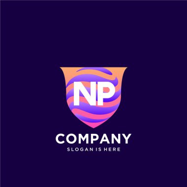 Renkli şablon vektörüyle ilk logo.