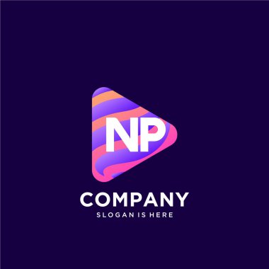 Renkli şablon vektörüyle ilk logo.