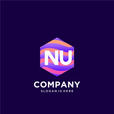 Renkli şablon vektörüyle ilk logo.