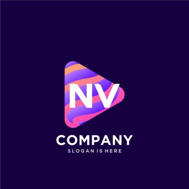 Renkli şablon vektörüyle ilk logo.