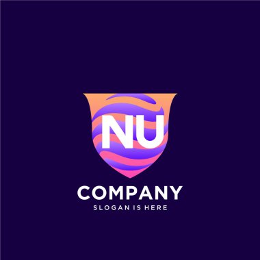 Renkli şablon vektörüyle ilk logo.