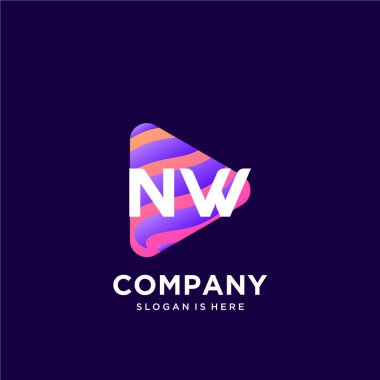 Renkli şablon vektörüyle ilk logo.