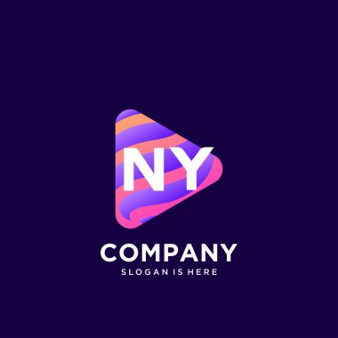 Renkli şablon vektörüyle ilk logo.